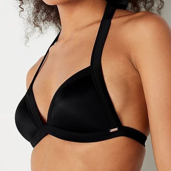 Pink Victoria's Secret Sz XXL Black Push Up Bra Swim Top - Picture 9 of 11